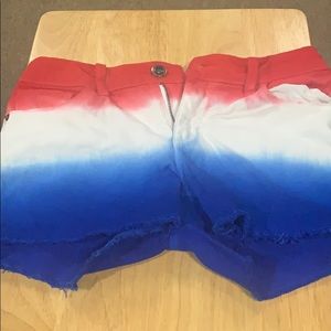 Red white and blue short short girl jean shorts